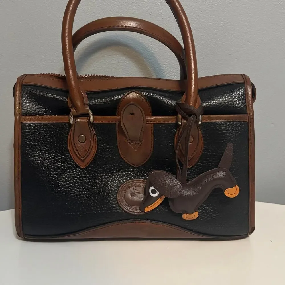 Dachshund Bag Charm Keychain Faux Leather Dog Mom Y2K Cottagecore Chocolate NWOT